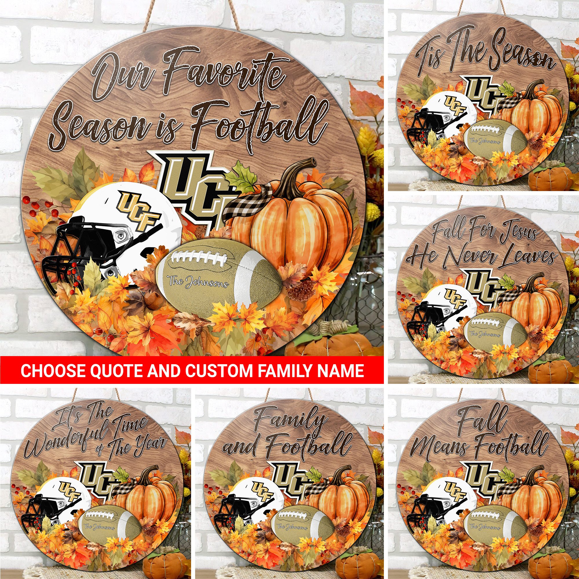 UCF Knights Shape Wooden Sign Custom Your Family Name And Choose Your Quotes, Sport Sign, Sport Gifts For Fan, Home Decorations EHIVM-59971